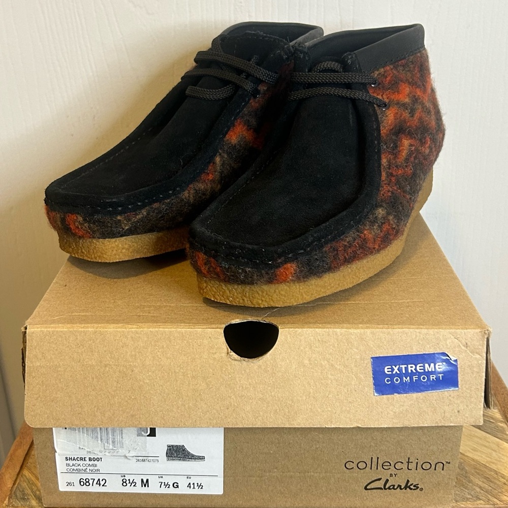 NIB‎ Clark’s Shacre Boot in Black Combi, Men’s Size 8.5